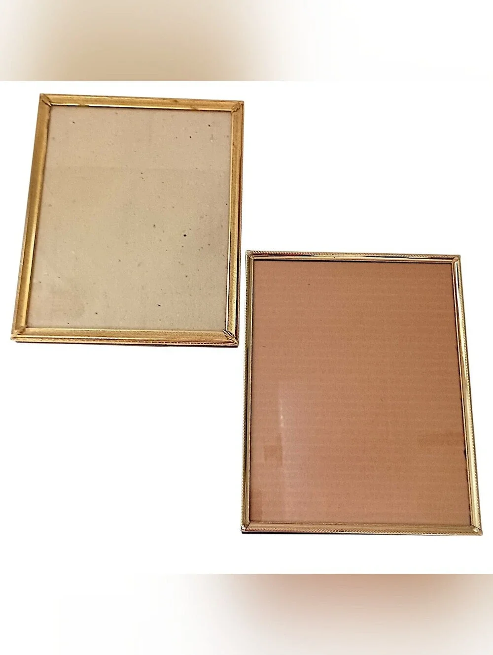 2 Vintage Brass Picture Photo Frames 8x10 Gold Tone Hollywood Regency Embossed